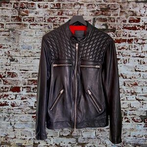 NWOT Allsaints Amersham Black Leather Jacket